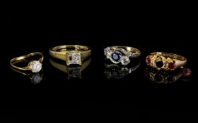 A Collection Of Four 9ct Gold Stone Set Rings All in as found condition,