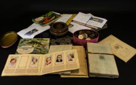 A Mixed Collection Of Cigarette Cards, Albums And Coins To include various GB coins,