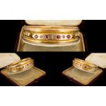 Edwardian Period Superb Quality 9ct Rose Gold Hinged Bangle Set With Rubies And Diamonds A very