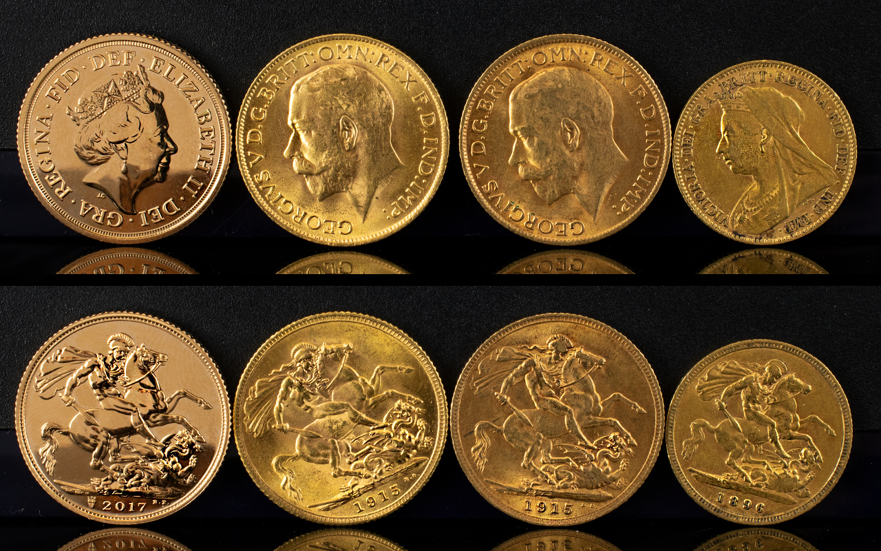 Gold Interest - A Collection of Three 22ct Gold Full Sovereigns & One 22ct Gold Half-Sovereign.