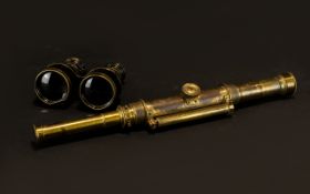 A 19th Century Lacquered Brass Scope/Monocular From A Sextant Unmarked, length 14 inches.