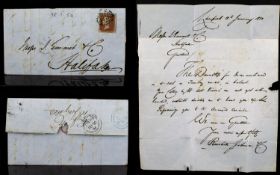 Victorian Postal History Interest 1850 Handwritten Letter With Penny Red Liverpool To Halifax