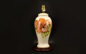 Moorcroft Hibiscus Lamp Base Baluster form lamp,