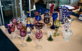 A Large Quantity Of Continental Drinking Glasses To include cobalt blue and gilt Italian wine