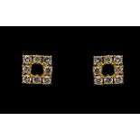 18ct Gold And Diamond Stud Earrings Each of square form set with eight round brilliant cut diamonds,