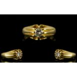 18ct Yellow Gold - Gents Single Stone Diamond Ring In a Gypsy Setting,