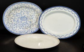 Three Late 19th/Early 20th Century Ceramic Chargers Oval platters of traditional form,