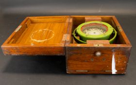 A Ships Compass And Gimble Housed in fitted case,