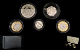 Royal Mint United Kingdom 2007 Silver Piedfort Proof Coin Set - (5) in total.