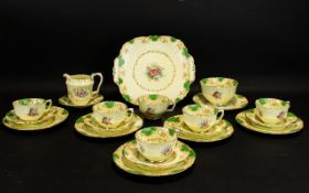 Crown Staffordshire Tea Set comprising 6 Tea Cups, 6 Saucers, 6 Sandwich/Cake Plates,