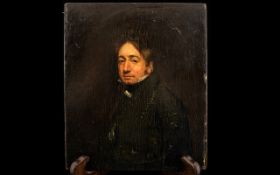 Early 19th Century Male Portrait Oil On Board. 7x6 Inches. Please See Accompanying Image.