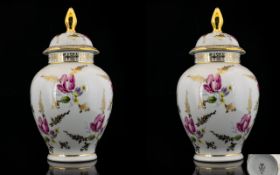 Dresden China Mid 20thC Pair of Small Jars and Covers 7.