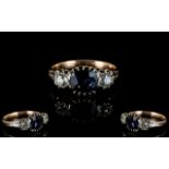 Edwardian Period 18ct Gold - Wonderful quality 3 Stone Diamond and Sapphire Dress Ring.