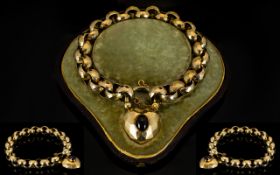 Late Victorian Superb Diamond Cut 9ct Gold Bracelet with attached 9ct wonderful large heart shaped