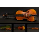 A Late 19th Early 20th Century Violin Two piece back, along with two bows and fitted case,