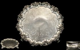 Barnard Brothers Superb Quality And Impressive Large Cast Silver Circular Footed Salver Of wonderful