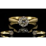 Ladies 18ct Gold Single Stone Diamond Dress Ring,