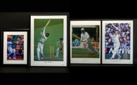 Cricket Interest A Collection Of Four Framed And Signed Colour Photographs All in good condition to