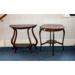 Modern Mahogany Effect Side Table Of shaped form, raised on four supports and stretcher shelf base.