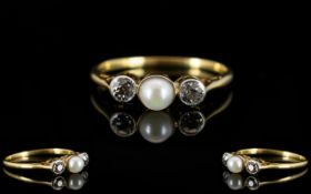 Antique Period 18ct Gold Diamond and Pearl Set Ring,