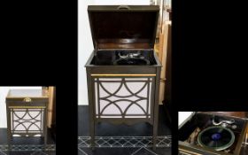 Early 20th Century Cabinet Gramophone By Adelphi Of typical form with tapering,