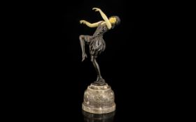 Art Deco Style Figurine Cast metal figure in the form of a dancing girl in corset and bloomers,