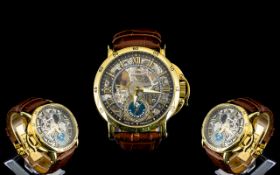 Theorema Casablanca Mechanical Wristwatch Mechanical movement with 17 jewels and skeleton face