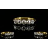 18ct Gold & Platinum 5 Stone Diamond Ring. Illusion set. Marked 18ct and Platinum.