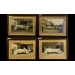 Automotive Interest Set Of Four Early 20th Century Sepia Photographs Each housed in oak frames,