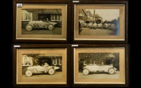 Automotive Interest Set Of Four Early 20th Century Sepia Photographs Each housed in oak frames,