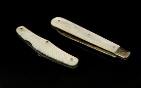 Antique Silver And Mother Of Pearl Fruit Knife Of typical form , fully hallmarked Sheffield L- 1903,