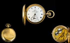 Thomas Russell & Sons Premier Gold Plated Full Hunter Pocket Watch, Elgin Watch Case,