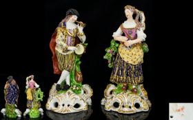 Bloor Derby Superb Quality Pair of Hand Painted Porcelain Figures of Male and Female Musicians. c.