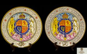 Paragon - Coronation Hand Painted and Printed Commemorative Cabinet Plates ( 2 ) to Celebrate.