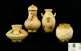 A Small Collection of Royal Worcester Blush Ivory Pieces Four (4) in Total. Comprises: 1.