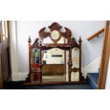 Ornate Over Mantle Mirror fitted with bevelled glass panels,