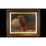 Early 20th Century Still Life Oil On Canvas Signed A. M Gloves , 1914 Depicting a basket overflowing