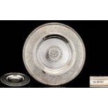 A Magnificent Late 19th Century Solid Silver Alms Dish Makers Mark for Samuel Smith, etched to