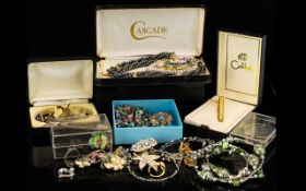 A Mixed Collection of Costume Jewellery To include Boxed Colibri gold tone tie clip,