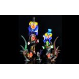 Collection Of Murano Style Glass, To Include Two Coloured Glass clowns, Tallest Height 11½ Inches,