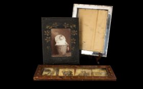 Early 20th Century Silver Picture Frame Oak backed, missing strut, of plain form with moulded edge,