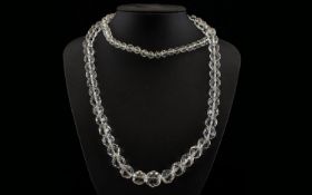 A Long Strand Austrian Crystal Bead Necklace In good condition, comprising faceted beads, length, 36