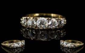 18ct Gold - 5 Stone Diamond Set Dress Ring From the 1920's.