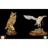 Two Border Fine Arts Owl Figures From The 'Birds' By Russell Willis Series To include Long Eared