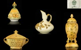 A Small Collection of Royal China Works Worcester Items. ( 4 ) 19th Century Period.
