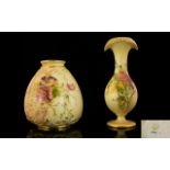Royal Worcester Blush Ivory Handpainted Small Vases (2).