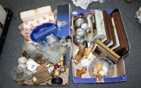 Two Boxes Of Mixed Ceramics Glassware And Collectibles To include various ceramic dog figures,