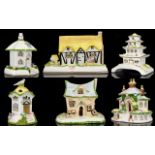 Coalport China Collection of Hand Painted Ceramic Cottages / Houses ( 6 ) Six In Total.