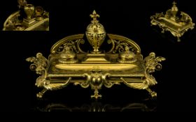 Wonderful Quality and Impressive - Ornate Large and Impressive 19th Century Cast Brass Triple