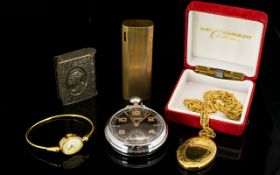 A Mixed Collection Of Costume Jewellery And Accessories To include white metal pocket watch by